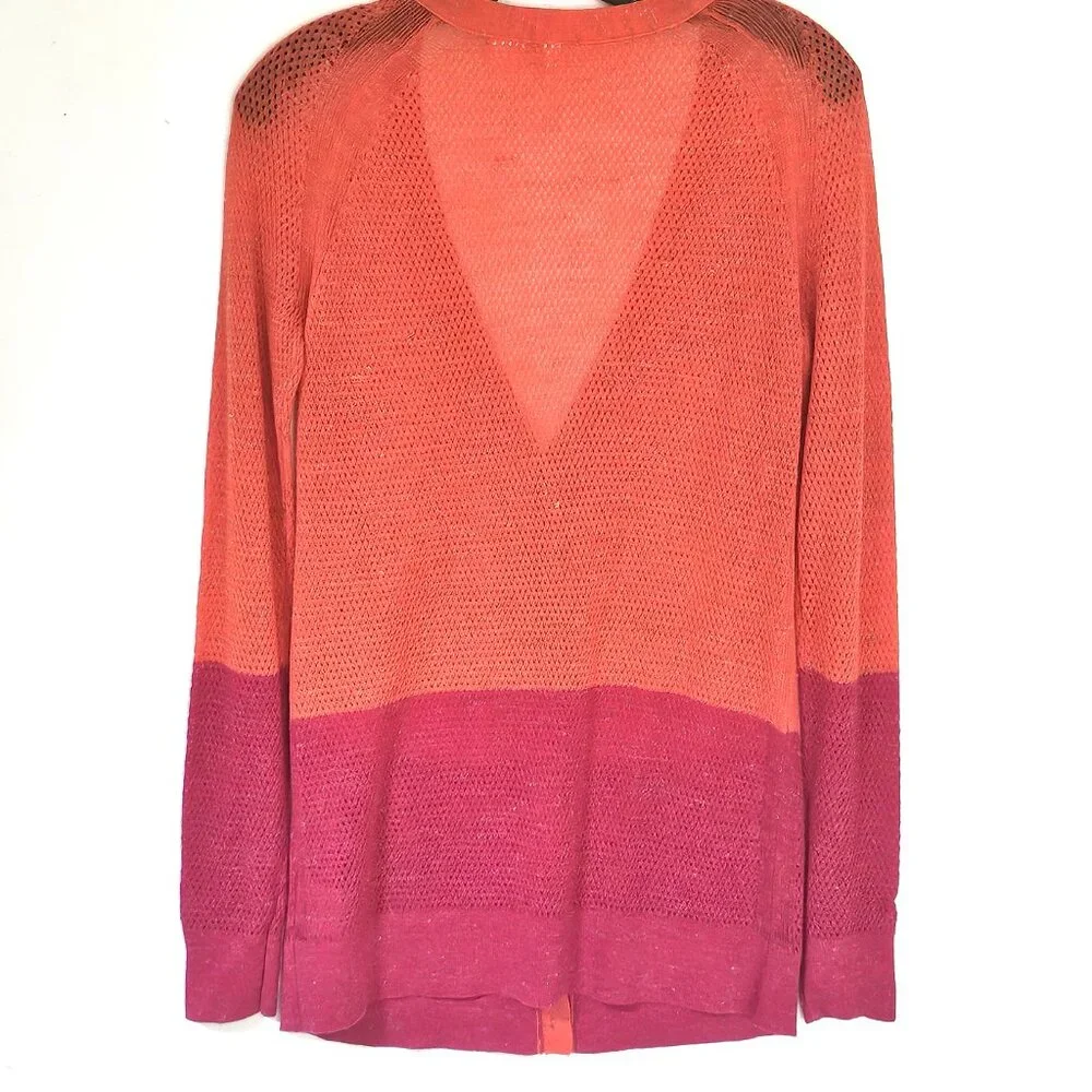 Moth Ombre Colorblock‎ Knit Button Front Cardigan Sweater XS TP Coral Pink
